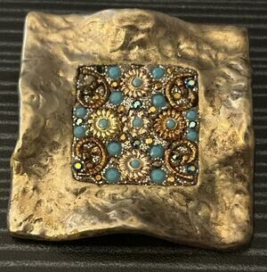 ORIT SCHATZMAN INITIALED OPAL MOSAIC CRYSTAL 925 STERLING SILVER PENDANT